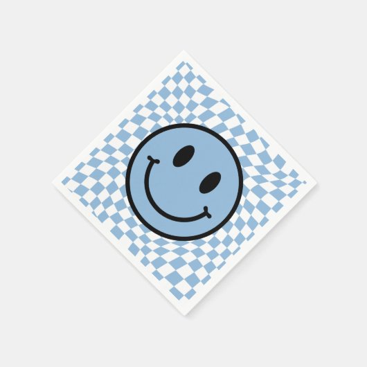 波打市松模様にち青名門私立校風のスマイル誕生日 スタンダードカクテルナプキン (角)