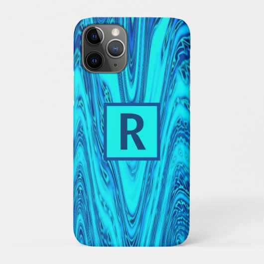 波抽象芸術パターンモノグラムイニシャル青い波状 Case-Mate iPhoneケース (裏)