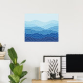波抽象芸術ミニマリスト構成 ポスター (ホームオフィス)