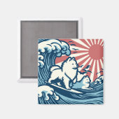 波日本のの尾を引くピッツ素晴らしドッグ マグネット (正面/裏面)