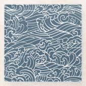 波日本のスタイルパターン ガラスコースター (正面)