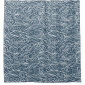 波日本のスタイルパターン シャワーカーテン (正面)