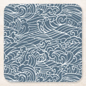 波日本のスタイルパターン スクエアペーパーコースター (正面)