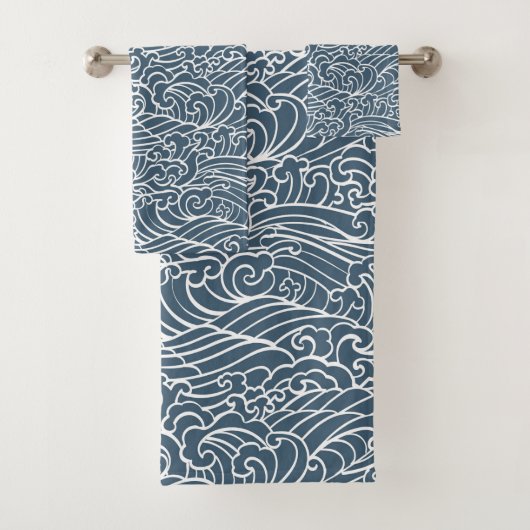 波日本のスタイルパターン バスタオルセット (インサイチュ)