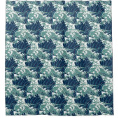 波日本のヴィンテージ シャワーカーテン (正面)