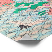 波日本の上クレーンのヴィンテージパターン ポスター (角)