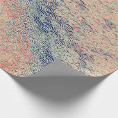 波日本の模様の青とピン ラッピングペーパー (角)