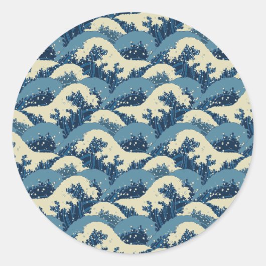 波日本の模様 ラウンドシール (正面)