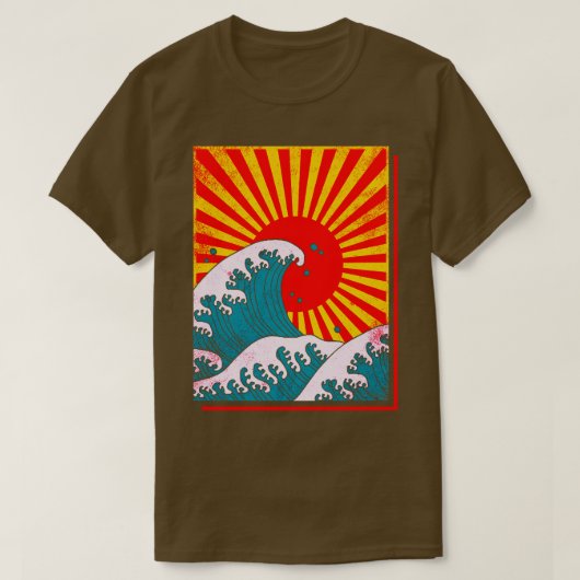波日本の素晴らしと太陽 Tシャツ (デザイン正面)