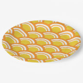 波日本の青海羽イエローオレンジパターン ペーパープレート (アングル)