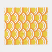 波日本の青海羽パターンイエローオレンジ フリースブランケット (正面(横))