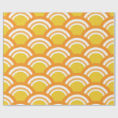 波日本の青海羽パターンイエローオレンジ ラッピングペーパー (フラット)