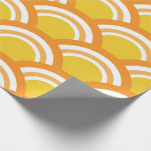 波日本の青海羽パターンイエローオレンジ ラッピングペーパー (角)