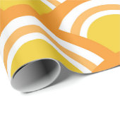 波日本の青海羽パターンイエローオレンジ ラッピングペーパー (ロールコーナー)