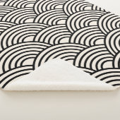 波日本の青貝葉黒白 シェルパブランケット (3/4)