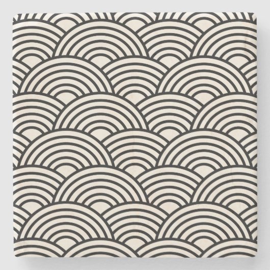 波日本の青貝葉黒白 ストーンコースター (正面)