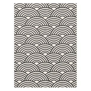 波日本の青貝葉黒白 テーブルクロス