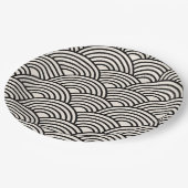 波日本の青貝葉黒白 ペーパープレート (アングル)