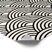 波日本の青貝葉黒白 ポスター (角)