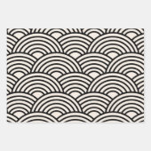 波日本の青貝葉黒白 ラッピングペーパーシート (正面3)