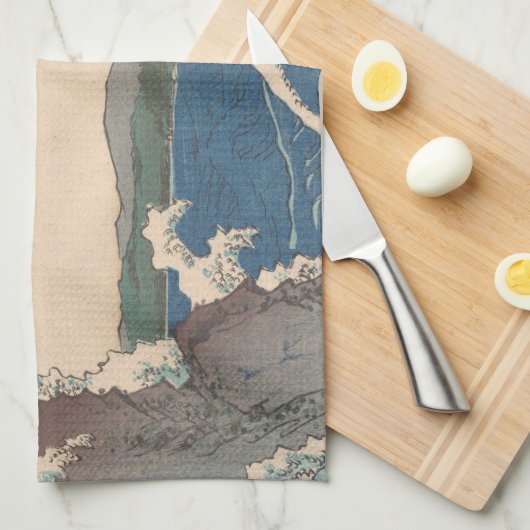 波日本の鳴門ジャグジーのアートワーク キッチンタオル (四つ折り)
