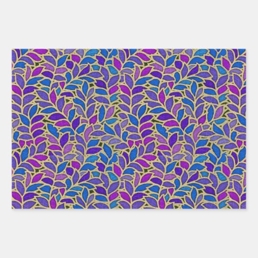 波日本の、ラピスおよび金ゴールド離れ、およびスポットライト ラッピングペーパーシート (正面2)