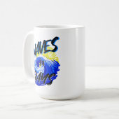 波日、ビーチライフ、海波サーフ コーヒーマグカップ (正面左)