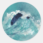 波昇華 | 潮流航海の水青 – 緑 ラウンドシール (正面)