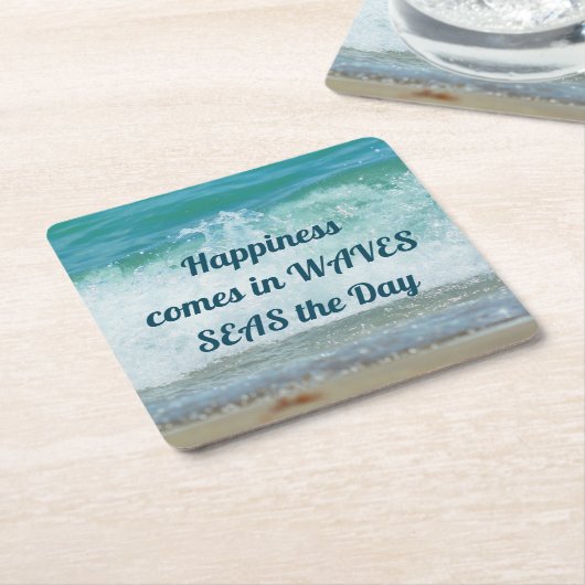 波来の幸せ日の沿岸 スクエアペーパーコースター (アングル)
