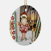 波板を持つ熱帯サンタのクリスマスのオーナメント セラミックオーナメント (右)