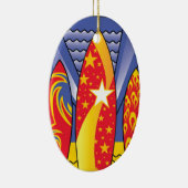 波板、レトロのアールデコ セラミックオーナメント (右)