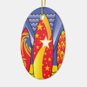 波板、レトロのアールデコ セラミックオーナメント (左)