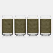 波模様の緑と白の背景 ガラス缶 (裏面)