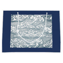 波模様付き包日本の装バッグ ラージペーパーバッグ