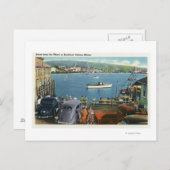 波止場からの風景、船と車 ポストカード (正面/裏面)