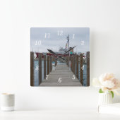 波止場とアイスブレーカーミュージアムウォールクロック スクエア壁時計 (ホーム)