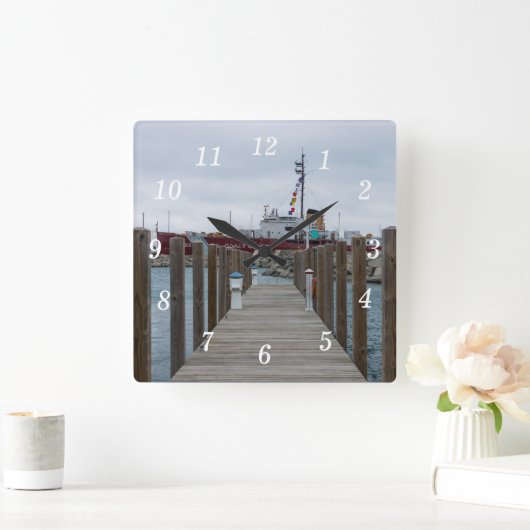 波止場とアイスブレーカーミュージアムウォールクロック スクエア壁時計 (ホーム)