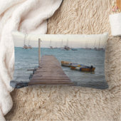 波止場とロブスターポット ランバークッション (ブランケット)