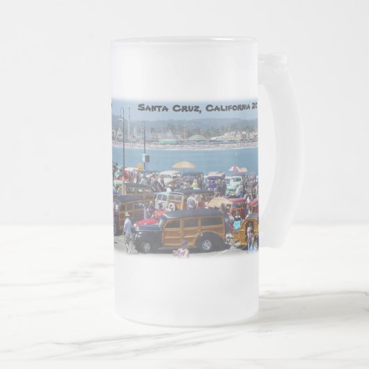 波止場のサンタによってCruz曇らされるマグのWoodies フロストグラスビールジョッキ (正面右)