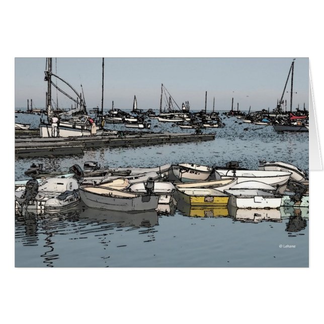 波止場のボート--空白のなカード (正面横)