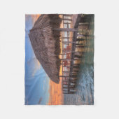 波止場の日の出 フリースブランケット (正面)