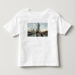 波止場の鳴き声湾の船積み場面 トドラーTシャツ
