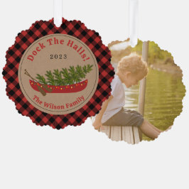 波止場ザホールズカヌクリスマスツリーフォトプレイド オーナメントカード