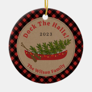 波止場ザホールズカヌクリスマスツリーフォトプレイド セラミックオーナメント