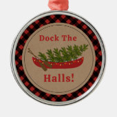 波止場ザホールズカヌクリスマスツリープレイド メタルオーナメント (正面)