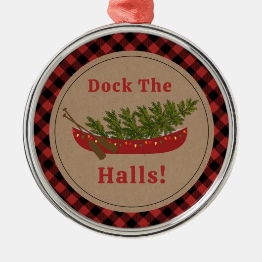 波止場ザホールズカヌクリスマスツリープレイド メタルオーナメント (正面)