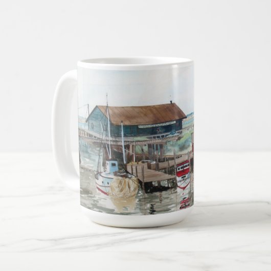 波止場側水彩 コーヒーマグカップ (正面左)