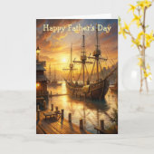 波止場父の日の船 カード (黄色い花)