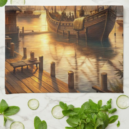 波止場 キッチンタオル (折り畳み)