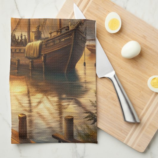 波止場 キッチンタオル (四つ折り)